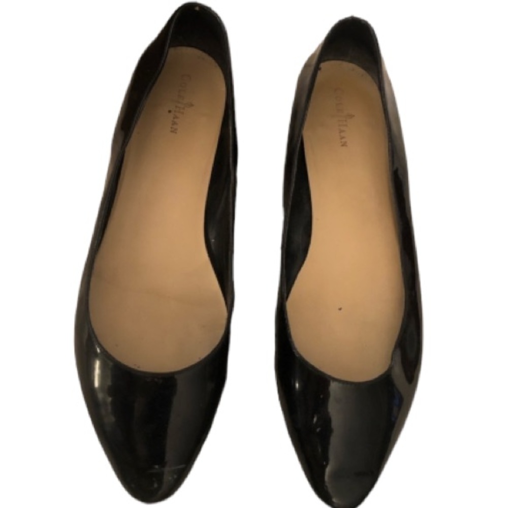 Cole Haan size 10 black patent leather flats classic worn 1-2x